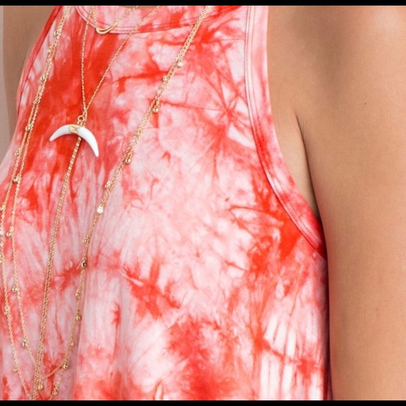 Orange and White Tie Dye Tank - Picture 5 of 6